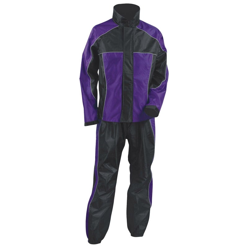NexGen SH2222 Women's Purple and Black Oxford Water Proof Motorcycle Rain Suit - Medium - Image 1